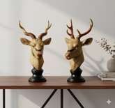Elegant Golden Deer Head Showpiece Set (Pair) – 14" Resin Vastu Decor & Gift